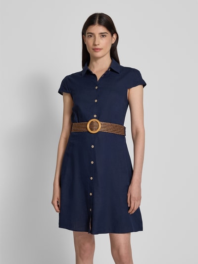 Apricot Minikleid aus Viskose-Leinen-Mix Marine 4