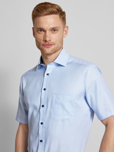 OLYMP Regular Fit Business-Hemd mit logo-Stitching Modell 'Global' Bleu 3