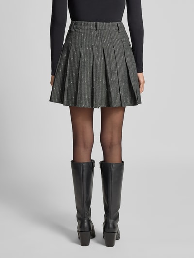 Copenhagen Muse Faltenrock mit Knopfverschluss Modell 'TRINA' Mittelgrau Melange 5