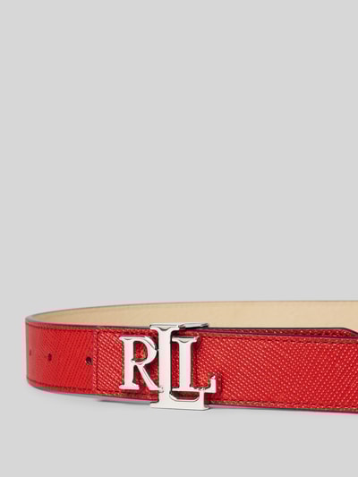 Lauren Ralph Lauren Pasek skórzany z fakturowanym wzorem Czerwony 2