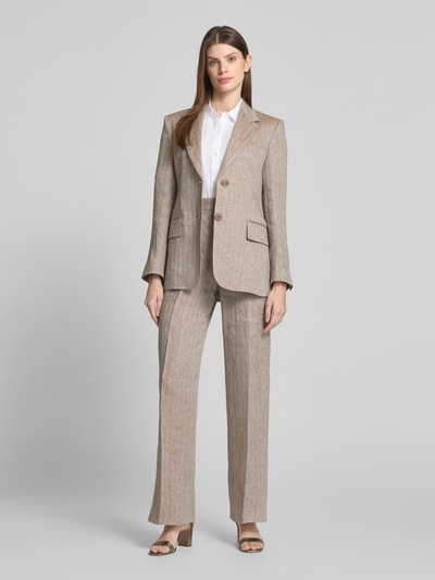 Max Mara Studio Slim Fit Blazer aus Leinen mit Pattentaschen Mud 1
