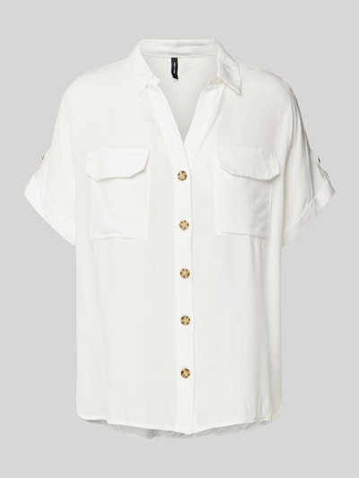 Vero Moda Bluzka koszulowa z listwą guzikową model ‘BUMPY’ Biały 2