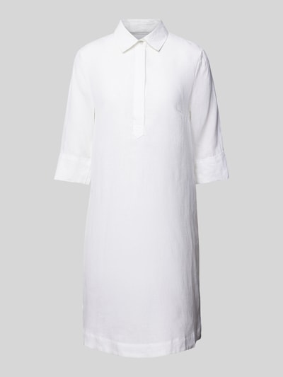 Christian Berg Woman Sukienka koszulowa o długości do kolan z lnu w jednolitym kolorze Biały 2