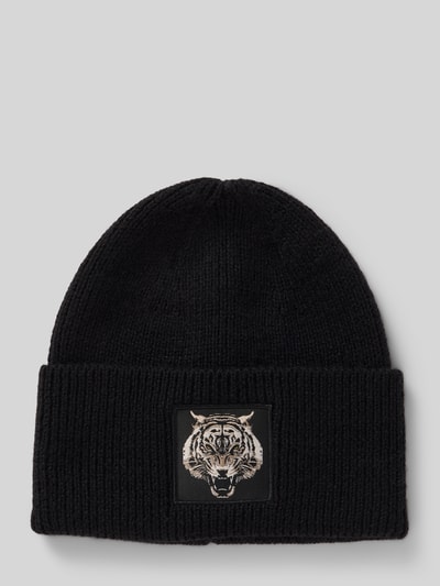 Antony Morato Beanie mit breitem Umschlag und Motiv-Stitching Black 1