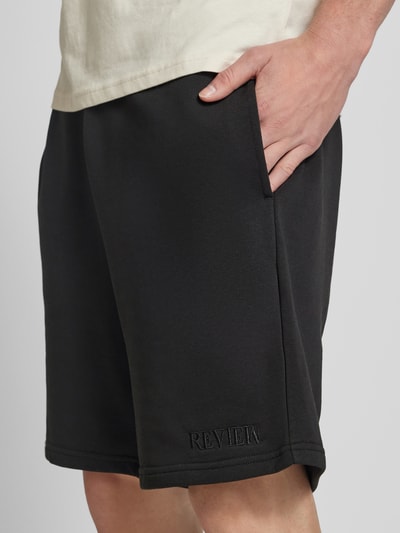 REVIEW Relaxed Fit Sweatshorts mit Label-Stitching Black 3