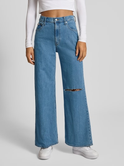 Calvin Klein Jeans Jeansy z bardzo wysokim stanem, szeroką nogawką i przetarciami Niebieski 4