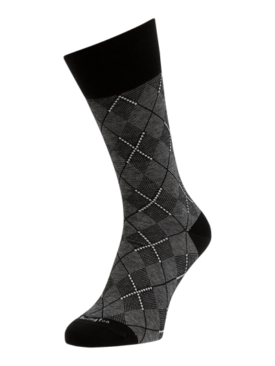 Burlington Socken mit Rautenmuster Modell 'Carrington' Black 1