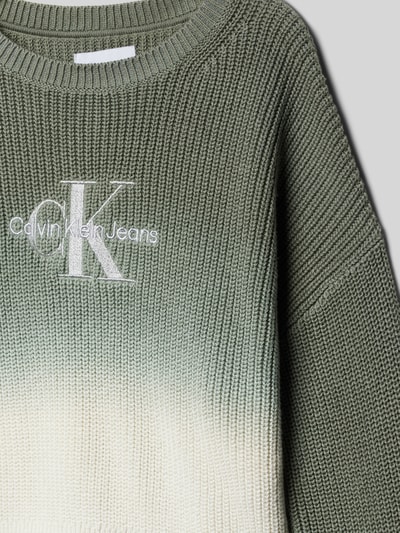 Calvin Klein Jeans Strickpullover mit Rundhalsausschnitt Schilf 2