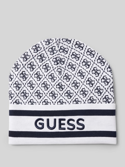 Guess Czapka z dzianiny z wyhaftowanym logo model ‘SEVYN’ Écru 1