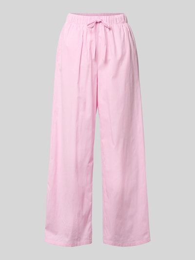 Produktfoto, Loose Fit Weite Hose aus reiner Baumwolle Modell 'AUGUSTA' von Only, rosa-weiß gestreift, Allover-Muster, elastischer Bund, Eingrifftaschen