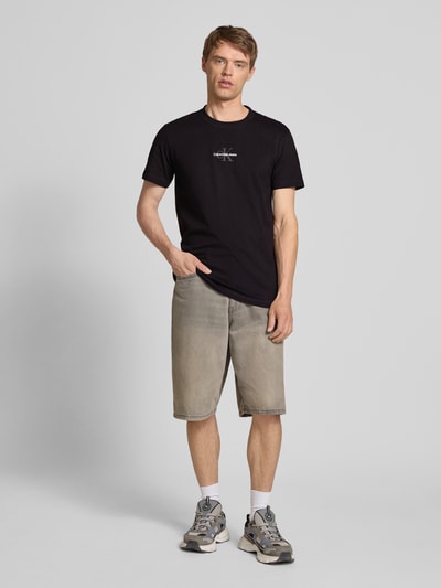 Calvin Klein Jeans T-Shirt mit Rundhalsausschnitt und Label-Stitching Black 1