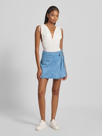 Only Schmaler Wickelrock aus Baumwoll-Denim Modell 'NOELLE' Hellblau 1