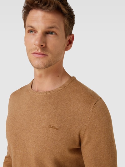 s.Oliver RED LABEL Strickpullover mit Label-Stitching Modell 'BASIC' Beige 3