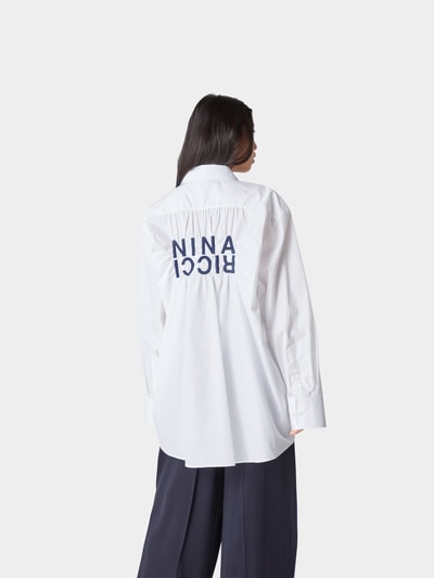 Nina Ricci Hemdbluse mit Label-Stickerei Weiß 5
