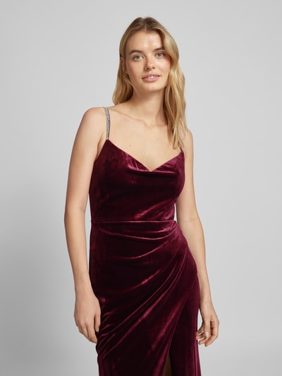 Luxuar Abendkleid mit Beinschlitz Bordeaux 3