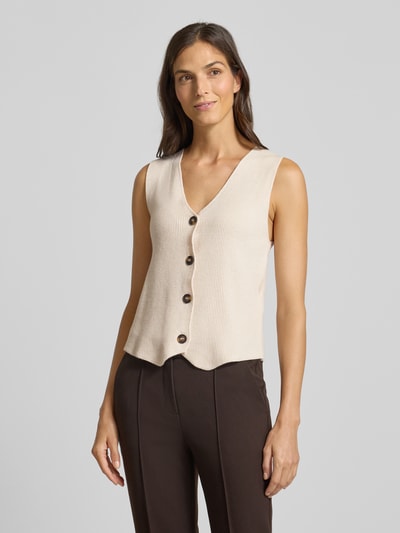 Soyaconcept Weste mit V-Ausschnitt Modell 'KANITA' Ecru Melange 4