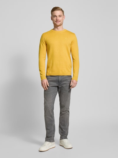 Tom Tailor Regular Fit Strickpullover aus reiner Baumwolle Gelb 1