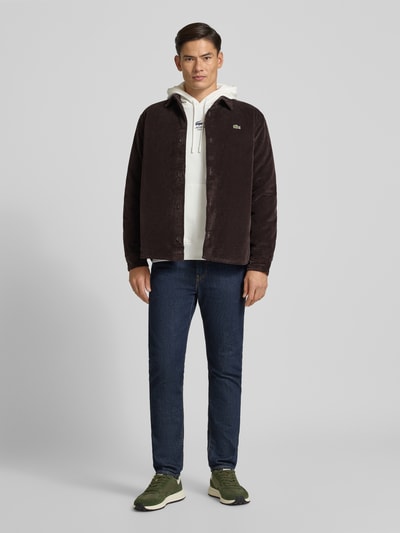 Lacoste Oversized overhemdjack in ribcordlook Donkerbruin - 1