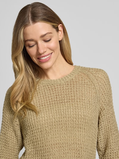 FREE/QUENT Strickshirt mit Rundhalsausschnitt und 3/4-Arm Beige 3