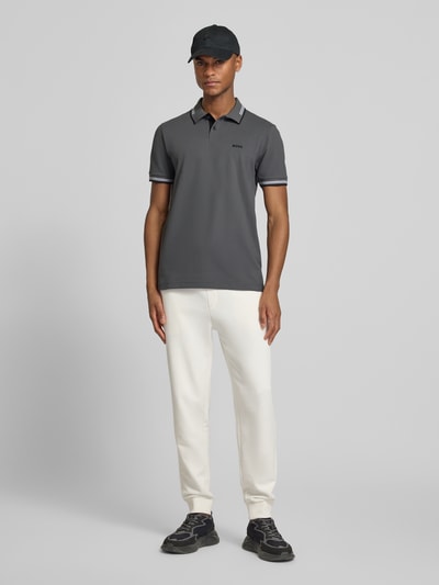 BOSS Green Koszulka polo z czystej bawełny, krój slim fit, model 'PAUL' Średnioszary 1