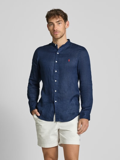 Polo Ralph Lauren Slim Fit Leinenhemd mit Stehkragen Marine 4