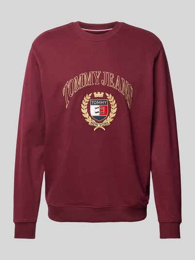 Tommy Jeans Regular fit sweatshirt met labelstitching Bordeaux - 2