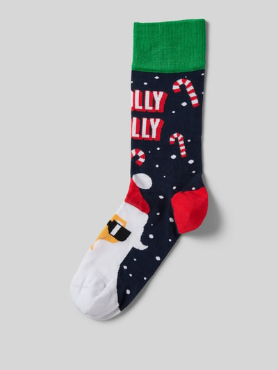 DillySocks Socken mit Motiv-Stitching Modell 'Hipster Holiday' Marine 1