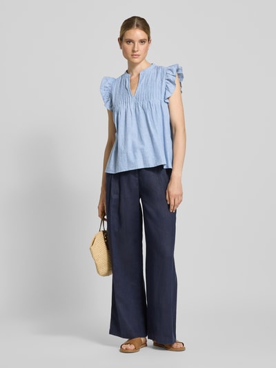 mbyM Top bluzkowy o kroju regular fit z plisami model ‘Gemala’ Jasnoniebieski 1