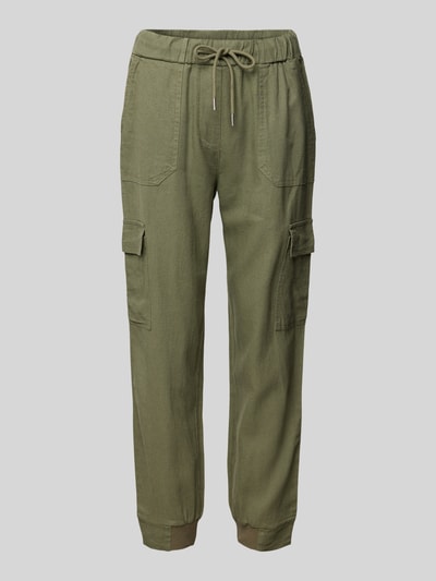 FREE/QUENT Tapered Fit Leinenhose mit Cargotaschen Modell 'Lava' Oliv 2