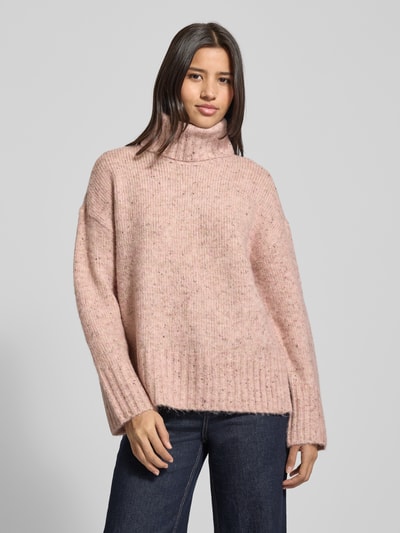 VERO MODA Loose Fit Rollkragenpullover mit Woll-Anteil Modell 'INGRID' Hellrosa Melange 4