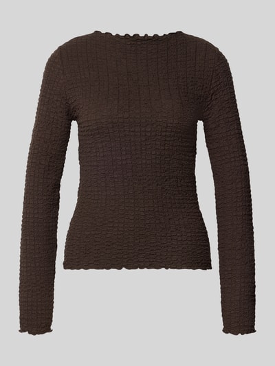 Produktfoto, Regular Fit Langarmshirt aus Baumwoll-Mix Modell 'ZIA' von VERO MODA, braun, strukturierte Oberfläche, strukturierte Textur. Damen Langarmshirt von VERO MODA.