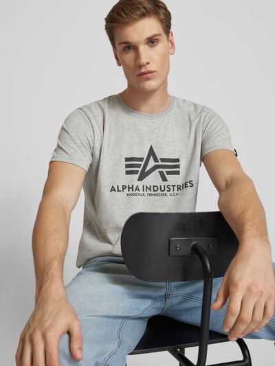 Alpha Industries T-shirt z czystej bawełny Średnioszary melanż 3