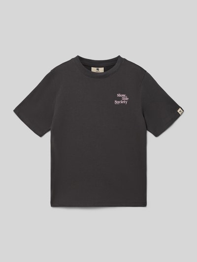 Garcia Regular Fit T-Shirt mit Logo-Print Dunkelgrau 1