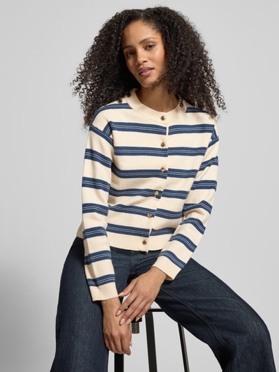 VERO MODA Regular Fit Cardigan aus Viskose-Mix Modell 'GOLD STRIPE' Jeansblau 3