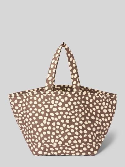 Produktfoto, shopper im allover-look model 'JUNO' van Barts van puur katoen met draaghengsels, breedte 35 cm, lengte 37 cm, diepte 35 cm, schouderriem 57 cm, bruin met beige stippen, gladde stoftextuur