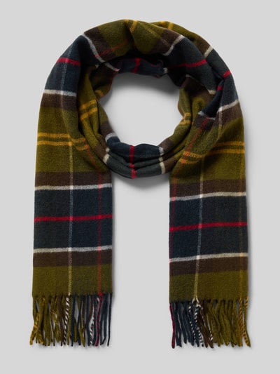 Barbour Schal mit Fransenabschluss Modell 'Yaxley' Oliv 1
