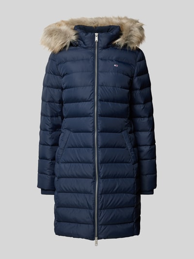 Tommy Jeans Gewatteerde lange jas met imitatiebont, model 'ESSENTIAL' Donkerblauw - 2