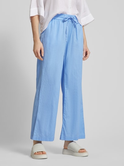 Fransa Wide leg stoffen broek met elastische band, model 'Maddie' Lichtblauw - 4