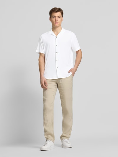 Tom Tailor Denim Relaxed Fit Freizeithemd aus Viskose-Leinen-Mix Offwhite 1