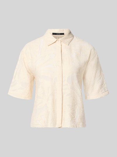Produktfoto, cremefarbene Regular Fit Bluse aus Viskose-Mix Modell 'Zlowera' von someday, strukturierte Oberfläche, Allover-Look, Hemdblusenkragen, verdeckte Knopfleiste