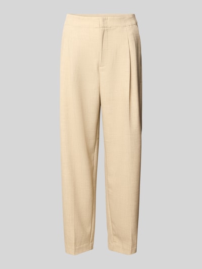 Produktfoto, Hose mit Gesäßtaschen Modell 'Leysa Flair' von MOS MOSH, beżowa, materiał z domieszką wiskozy, krój relaxed fit, fałdy, tylne kieszenie, szerokość w rozmiarze 36: 40 cm, długość nogawki wewnętrznej w rozmiarze 36: 68 cm