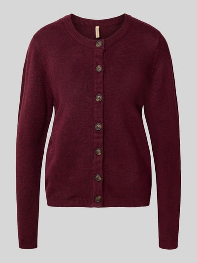 Soyaconcept Gebreid jack met ronde hals, model 'ORLEAN' Bordeaux gemêleerd - 2