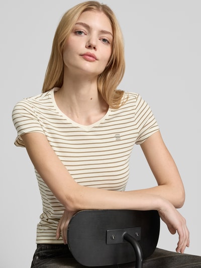 G-Star Raw T-Shirt mit Label-Stitching Khaki 3