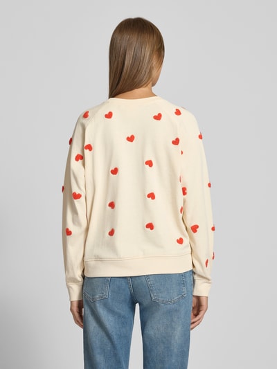 ICHI Sweatshirt met ribboorden, model 'KASURA' Offwhite - 5