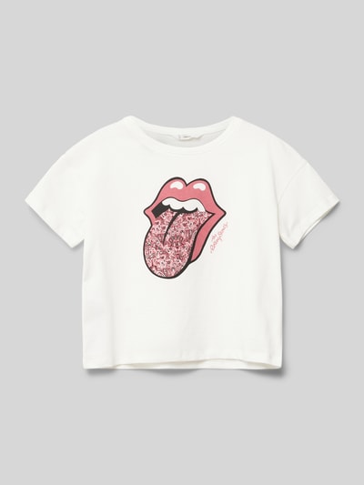 Mango T-Shirt mit Motiv-Print Modell 'lengua' Weiss 1