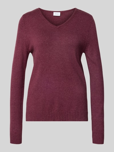 Vila Regular fit shirt met lange mouwen van viscosemix, model 'Viril' Prune - 2