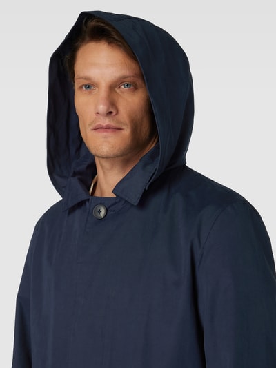 Marc O'Polo Lange jas in zandkleur met platte kraag en capuchon Donkerblauw - 3