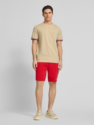 Tommy Hilfiger Regular Fit Sweatshorts mit Label-Print Rot 1