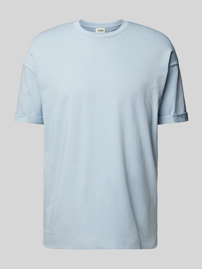 Drykorn T-Shirt mit geripptem Rundhalsausschnitt Modell 'THILO' Bleu 2