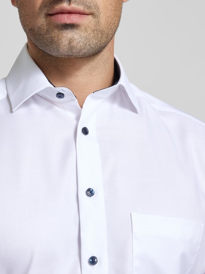 OLYMP Regular Fit Business-Hemd mit logo-Stitching Modell 'Global' Weiss 3